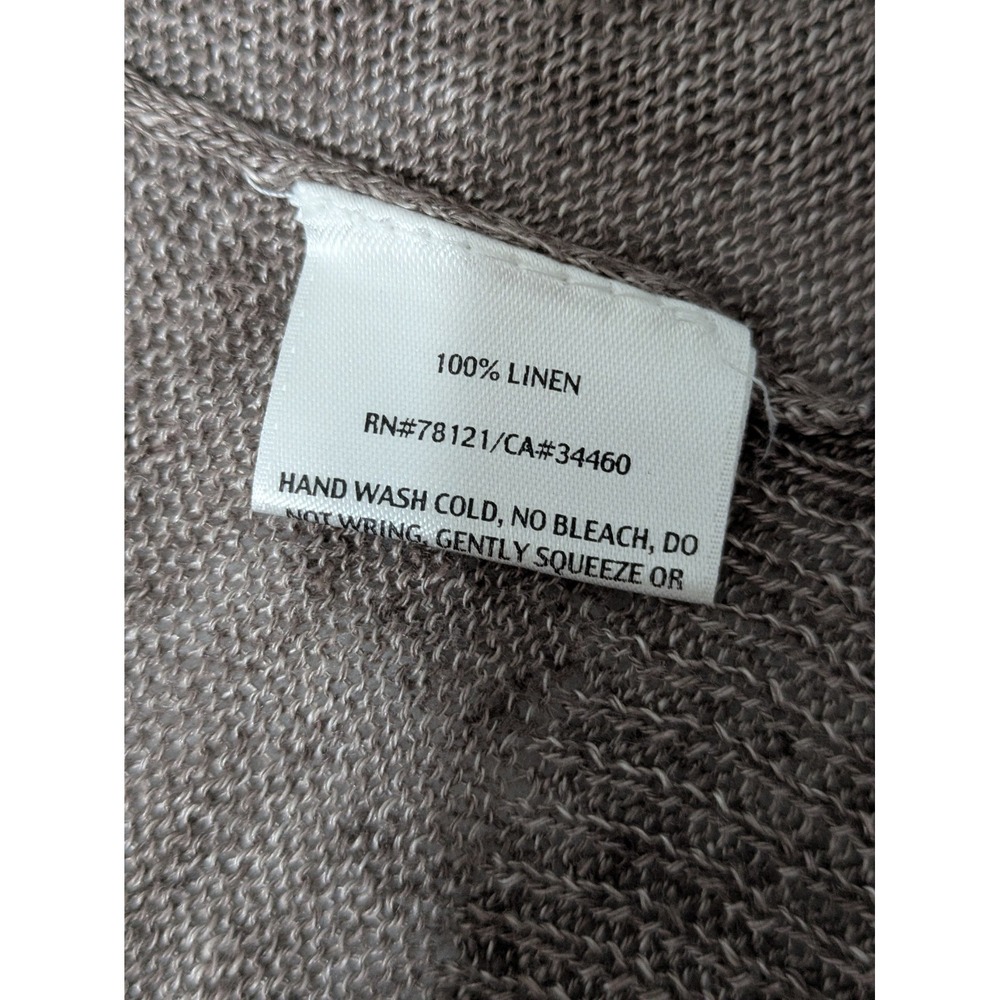 Eileen Fisher L 100% Linen Brown Button Down Cardigan High Low Long Lagenlook - Picture 5 of 10